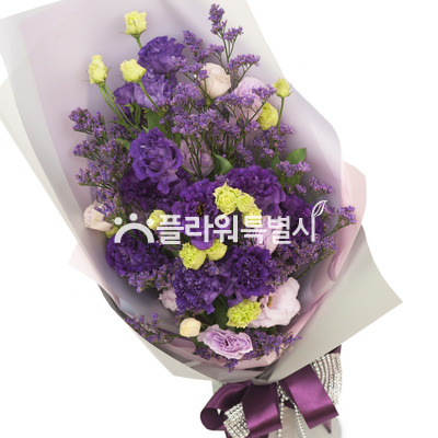 보라색리시안꽃다발