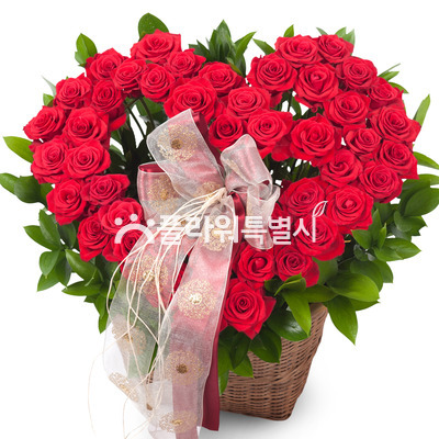 하트장미꽃바구니