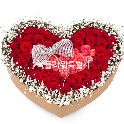 안개빨간장미하트상자