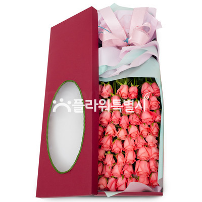 분홍장미다발상자