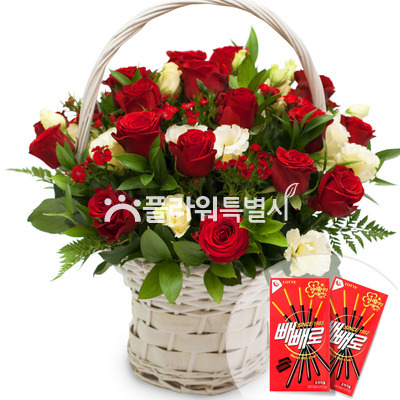 빨간장미빼빼로바구니