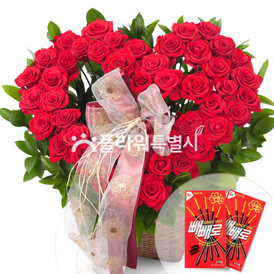 붉은장미하트바구니