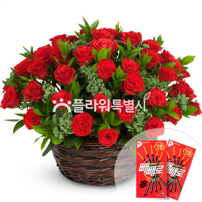 빨강장미빼빼로바구니