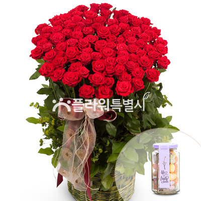 100송이장미(화이트데이+사탕)
