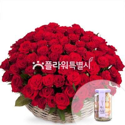 명품100송이 레드장미 [예약/사탕상자 포함]