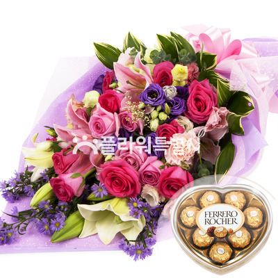 핑크혼합다발(초콜렛포함)