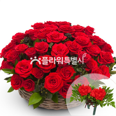 빨강장미둥근바구니