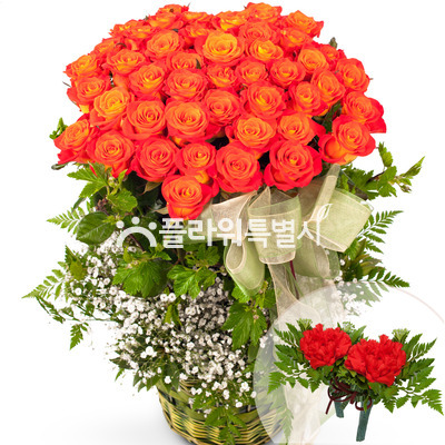 오렌지색장미바구니