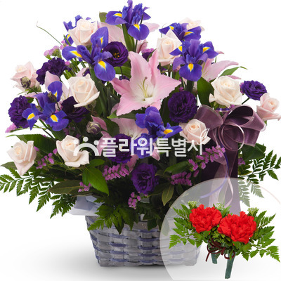 흰장미혼합바구니