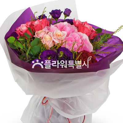 장미,수국꽃다발