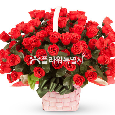 비누꽃빨강장미바구니