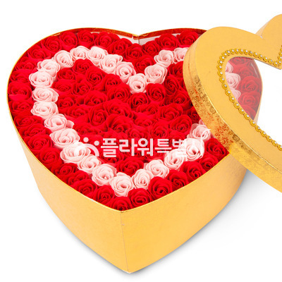 비누꽃하트장미바구니